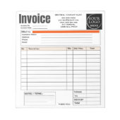 Custom Logo Small Business Invoice Sales Receipt O Notizblock (Vorderseite)