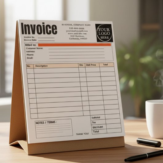 Custom Logo Small Business Invoice Sales Receipt O Notizblock