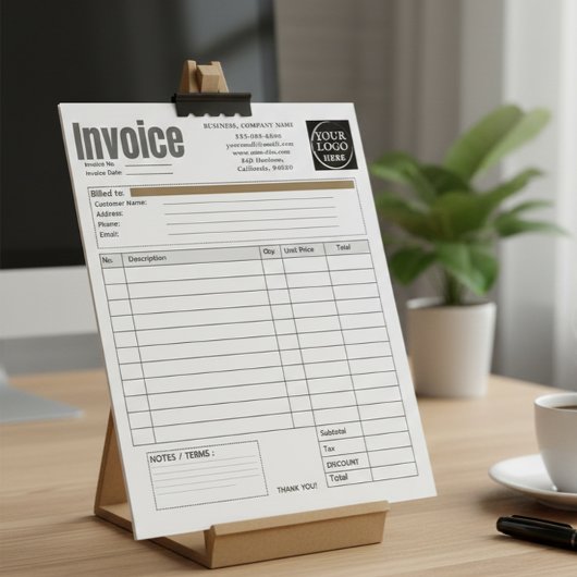 Custom Logo Small Business Invoice Sales Receipt O Notizblock