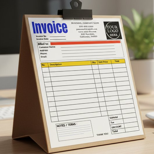 Custom Logo Small Business Invoice Sales Receipt O Notizblock