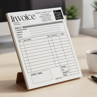 Custom Logo Small Business Invoice Sales Receipt O Notizblock