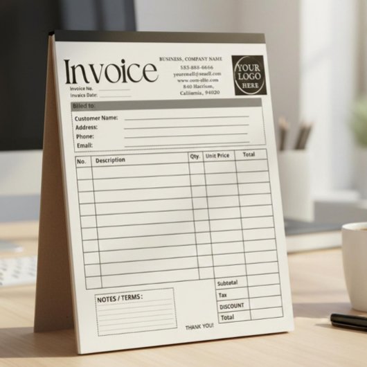 Custom Logo Small Business Invoice Sales Receipt O Notizblock