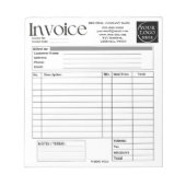 Custom Logo Small Business Invoice Sales Receipt O Notizblock (Vorderseite)