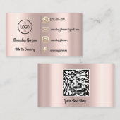 Custom Logo Social Media Gold QR Code Rose Gold Visitenkarte (Vorne/Hinten)