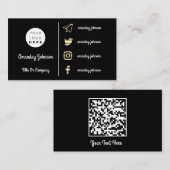 Custom Logo Social Media Gold QR-Code Schwarz-weiß Visitenkarte (Vorne/Hinten)