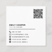 custom logo social media icons QR code black Quadratische Visitenkarte (Rückseite)