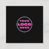 custom logo social media icons QR code black Quadratische Visitenkarte (Vorderseite)
