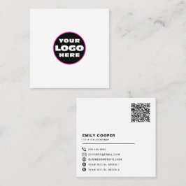 custom logo social media icons QR code white Quadratische Visitenkarte