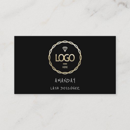 Custom Logo Social Media QR Code Gold Black Visitenkarte (Vorderseite)