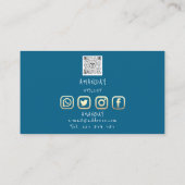 Custom Logo Social Media QR Code Gold Blue Insert Visitenkarte (Rückseite)