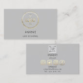 Custom Logo Social Media QR Code Gold Grau Visitenkarte (Vorne/Hinten)