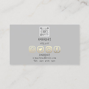 Custom Logo Social Media QR Code Gold Grau Visitenkarte