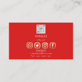 Custom Logo Social Media QR Code Gold Navy Red Visitenkarte (Rückseite)