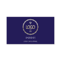 Custom Logo Social Media QR Code Gold Navy