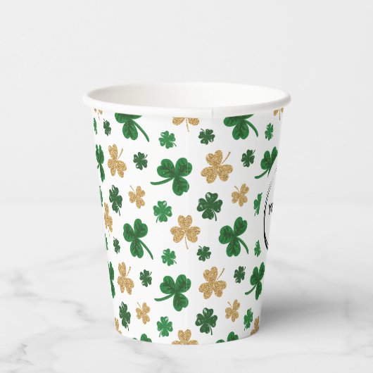 Custom Logo St. Patrick Kleeblatt Green Gold Pappbecher (Rechts)