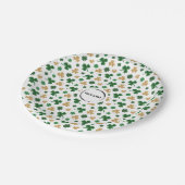 Custom Logo St. Patrick Kleeblatt Green Gold Pappteller (Schrägansicht)