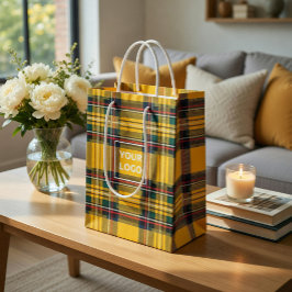Custom Logo Tartan Paper Gift Bag Mittlere Geschenktüte