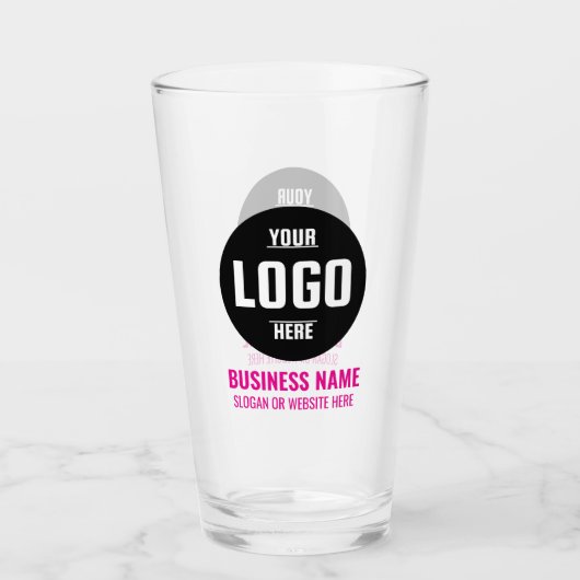 Custom Logo & Text 16oz Pink Personalized Beer Glas (Vorderseite)