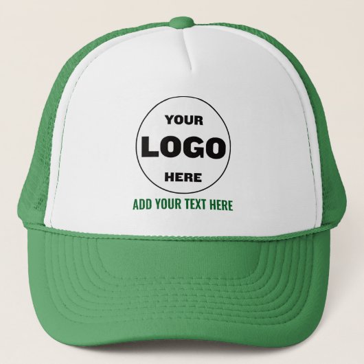 Custom Logo & Text Baseball Trucker Hat - Green Truckerkappe (Vorderseite)