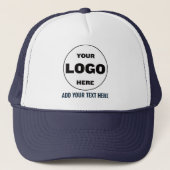 Custom Logo & Text Baseball Trucker Hat - Navy Cap Truckerkappe (Vorderseite)