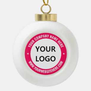 Custom Logo Text Company Büro Weihnachtsschmuck Keramik Kugel-Ornament