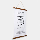 Custom Logo Text Template Hanging Display Design Wandteppich Mit Holzrahmen (Gewinkelt)
