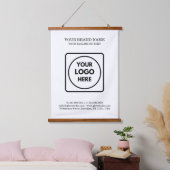 Custom Logo Text Template Hanging Display Design Wandteppich Mit Holzrahmen (Schlafzimmer)