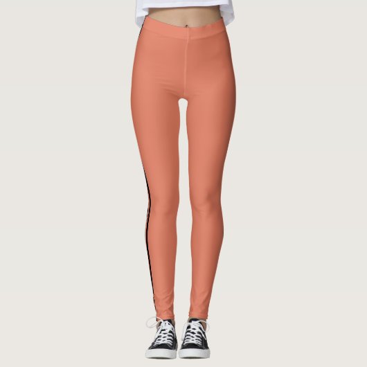 Custom Logo Three Black Stripes Orange Leggings (Vorderseite)