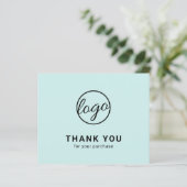 Custom Logo Turquoise Budget Thank You Card (Stehend Vorderseite)
