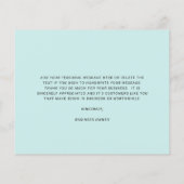 Custom Logo Turquoise Budget Thank You Card (Rückseite)