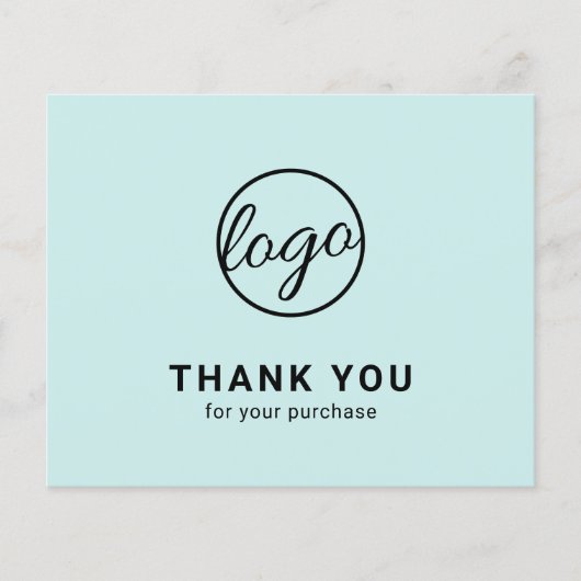Custom Logo Turquoise Budget Thank You Card (Vorderseite)