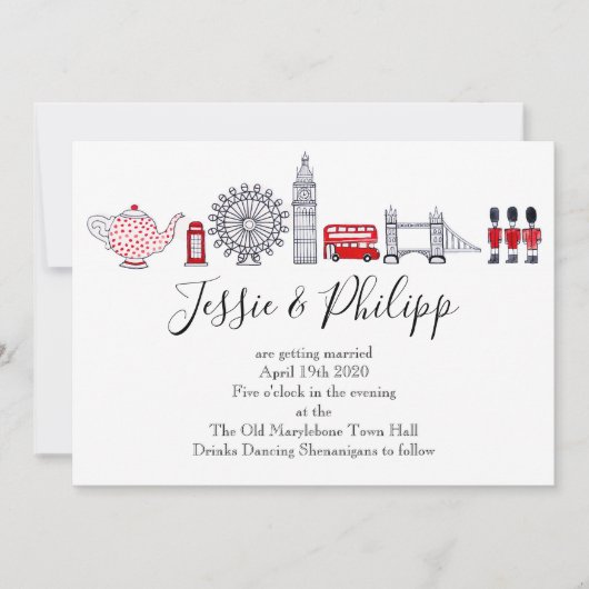 Custom London Wedding Einladung (Vorderseite)