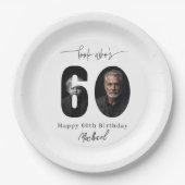Custom Look Who’s 60 Birthday Photo Plate Pappteller (Vorderseite)