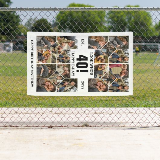 Custom Look Who's 40 Happy Birthday Foto Collage Banner (Insitu)