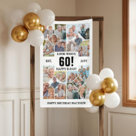 Custom Look Who's 60 Happy Birthday Photo Collage Banner