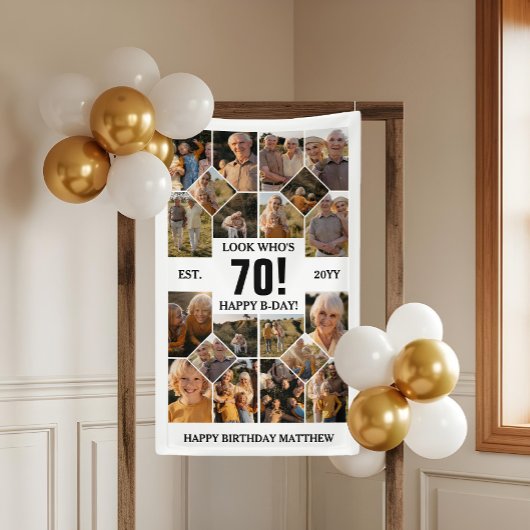 Custom Look Who's 70 Happy Birthday Foto Collage Banner
