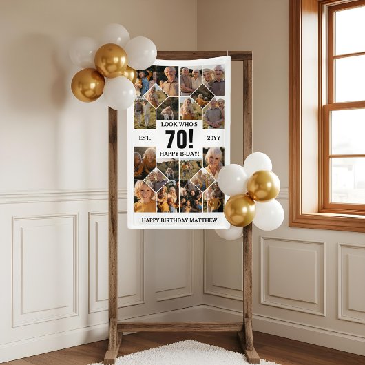 Custom Look Who's 70 Happy Birthday Foto Collage Banner