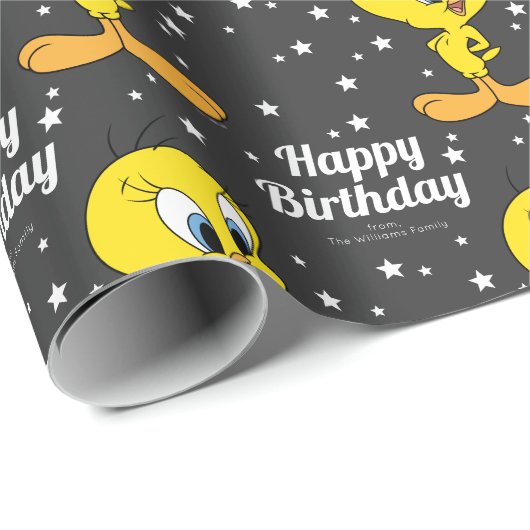 Custom LOONEY TUNES™ TWEETY™ Happy Birthday Geschenkpapier (Rolleneckpunkt)