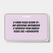  Custom Lost Pet Found Photo ID Card Ausweis (Rückseite)