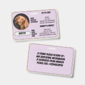  Custom Lost Pet Found Photo ID Card Ausweis (Vorder- & Rückseite)
