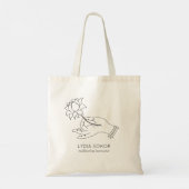 Custom Lotus Hand Meditation Instructor Tote Bag Tragetasche (Rückseite)