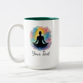 Custom Lotus Pose Watercolor Aura Yoga Zweifarbige Tasse