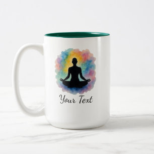 Custom Lotus Pose Watercolor Aura Yoga Zweifarbige Tasse