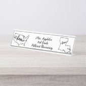 Custom Louisiana Staat US Zuhause Line Art Schreibtischnamensplakette (Vorderseite )