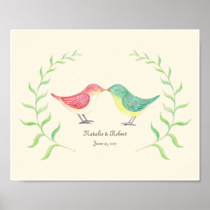 Custom Love Bird Art Poster Print Wedding Geschenk
