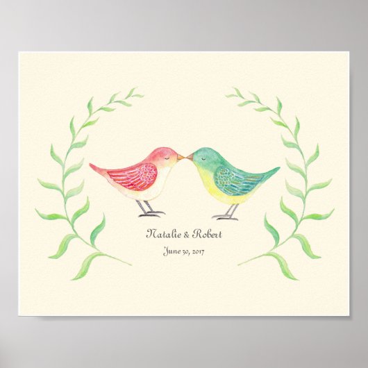Custom Love Bird Art Poster Print Wedding Geschenk (Vorne)