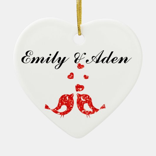 Custom Love Birds Keramik Ornament (Vorne)