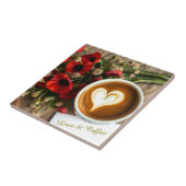 Custom Love & Coffee Cup with White Foam Heart Fliese (Seite)