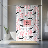 Custom Love Gift Shower Curtain Hand Drawn Hearts Duschvorhang