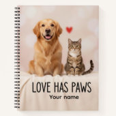 Custom Love Has Paws Canvas Notizblock (Vorderseite)